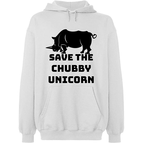 Unisex Hoodie Sweatshirt, Save The Chubby Unicorn, Custom Sweater, Slim Fit, Long Sleeve Sweater - White 3X-Large