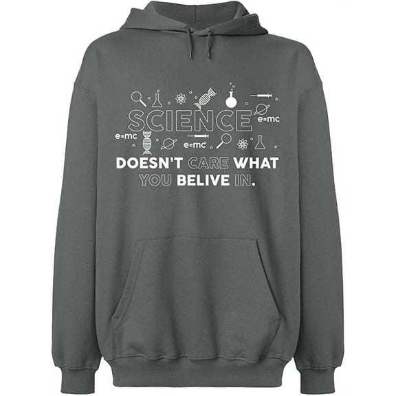 Unisex Hoodie Sweatshirt, Science Doesn’t Care, Slim Fit, Long Sleeve Sweater - Graphite Heather X-Large