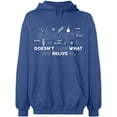 thumbnail image 1 of Unisex Hoodie Sweatshirt, Science Doesn’t Care, Slim Fit, Long Sleeve Sweater - Indigo Blue Large, 1 of 2
