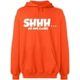 thumbnail image 1 of Unisex Hoodie Sweatshirt, Shhh… No One Cares, Slim Fit, Long Sleeve Sweater - Orange Small, 1 of 2