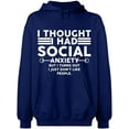 thumbnail image 1 of Unisex Hoodie Sweatshirt, Slim Fit, Long Sleeve Sweater - Navy Blue Medium, 1 of 2