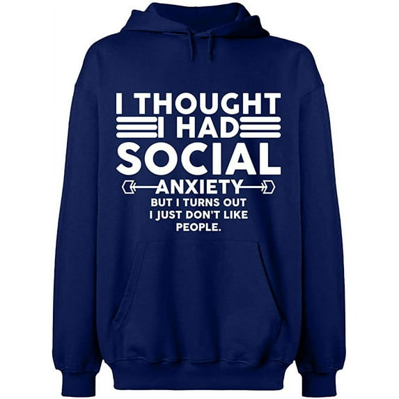 Unisex Hoodie Sweatshirt, Slim Fit, Long Sleeve Sweater - Navy Blue Medium