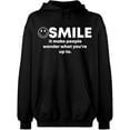 thumbnail image 1 of Unisex Hoodie Sweatshirt, Smile It Make People, Slim Fit, Long Sleeve Sweater - Black Small, 1 of 2
