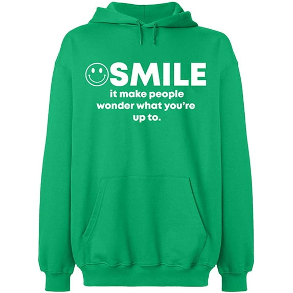 Unisex Hoodie Sweatshirt, Smile It Make People, Slim Fit, Long Sleeve Sweater - Irish Green Medium