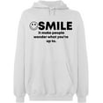 thumbnail image 1 of Unisex Hoodie Sweatshirt, Smile It Make People, Slim Fit, Long Sleeve Sweater - White X-Large, 1 of 2