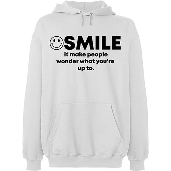 Unisex Hoodie Sweatshirt, Smile It Make People, Slim Fit, Long Sleeve Sweater - White X-Large