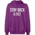 thumbnail image 1 of Unisex Hoodie Sweatshirt, Stay Back 6 Feet, Slim Fit, Long Sleeve Sweater - Purple X-Large, 1 of 2