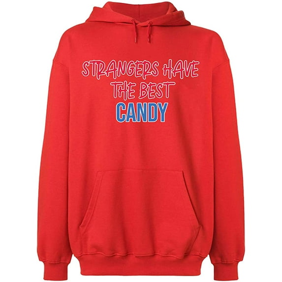 Unisex Hoodie Sweatshirt, Strangers The Best Candy, Slim Fit, Long Sleeve Sweater - Red Medium