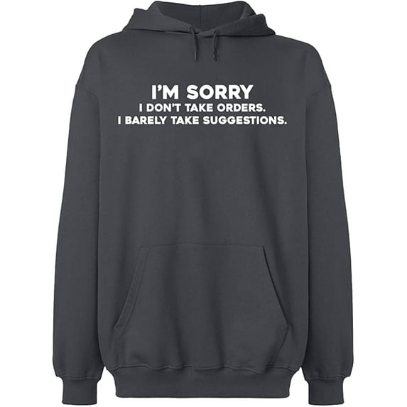 Unisex Hoodie Sweatshirt, Take Order Take Suggestions, Slim Fit, Long Sleeve Sweater - Charcoal 3X-Large