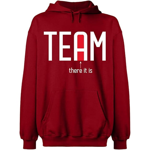 Unisex Hoodie Sweatshirt, Team There It is, Slim Fit, Long Sleeve Sweater - Antiquee Cherry Small