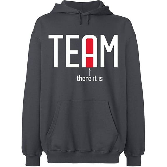 Unisex Hoodie Sweatshirt, Team There It is, Slim Fit, Long Sleeve Sweater - Charcoal Small