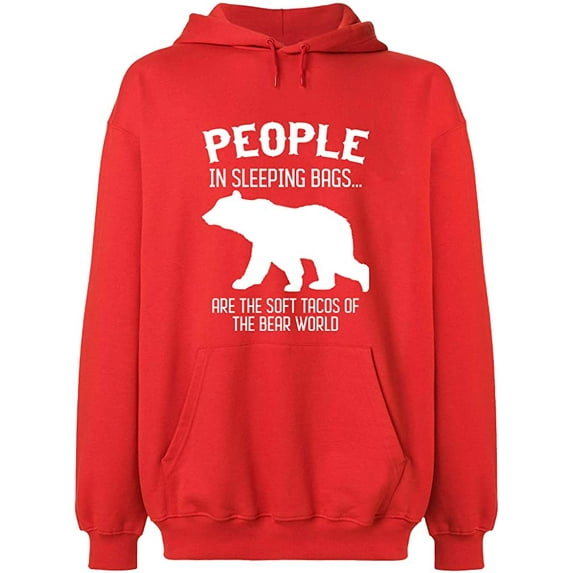 Unisex Hoodie Sweatshirt, The Bear World, Slim Fit, Long Sleeve Sweater - Red Large