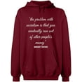 thumbnail image 1 of Unisex Hoodie Sweatshirt, The Problem With Socialism, Slim Fit, Long Sleeve Sweater - Cardinal Red 2X-Large, 1 of 2