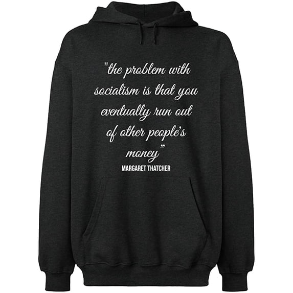 Unisex Hoodie Sweatshirt, The Problem With Socialism, Slim Fit, Long Sleeve Sweater - Dark Heather 3X-Large