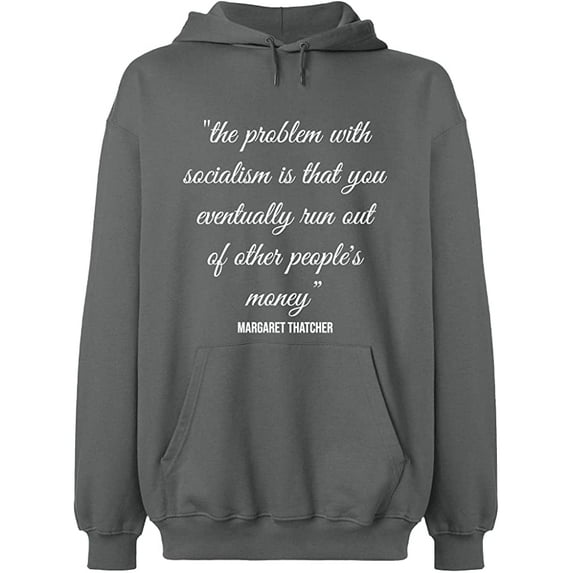 Unisex Hoodie Sweatshirt, The Problem With Socialism, Slim Fit, Long Sleeve Sweater - Graphite Heather Small