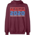 thumbnail image 1 of Unisex Hoodie Sweatshirt, Trump 2020, Custom Sweater, Slim Fit, Long Sleeve Sweater - Maroon 3X-Large, 1 of 2