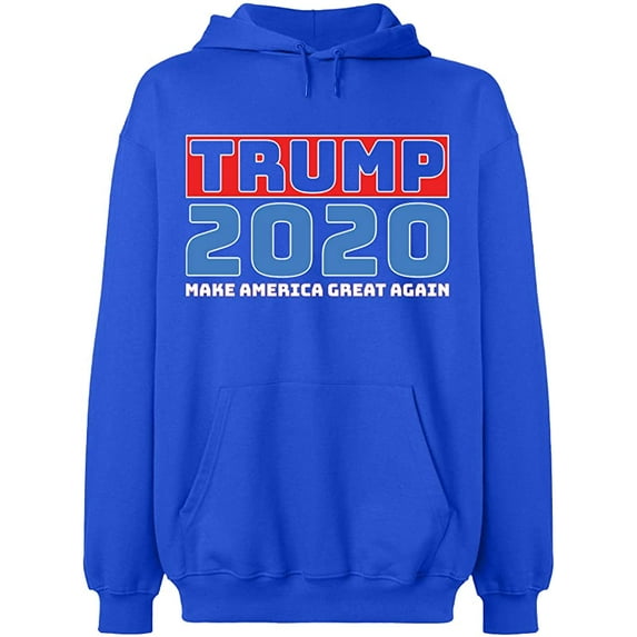 Unisex Hoodie Sweatshirt, Trump 2020, Custom Sweater, Slim Fit, Long Sleeve Sweater - Royal Blue 2X-Large