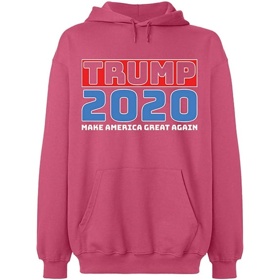 Unisex Hoodie Sweatshirt, Trump 2020, Custom Sweater, Slim Fit, Long Sleeve Sweater - Safety Pink 2X-Large