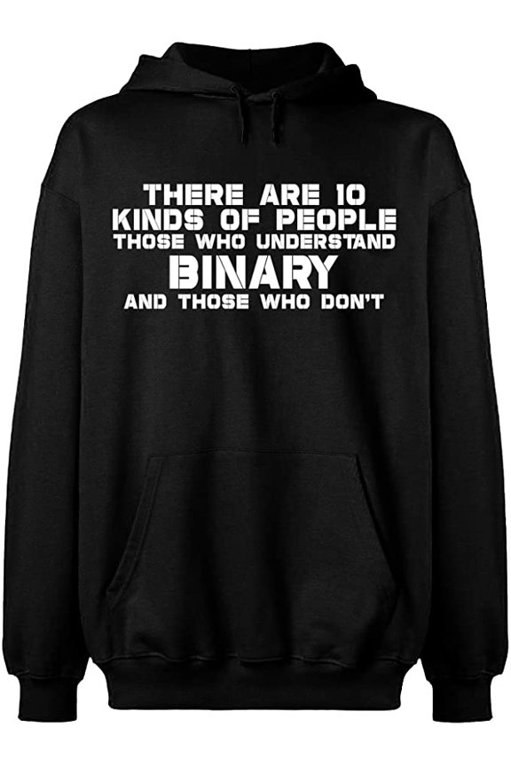 Unisex Hoodie Sweatshirt, Understand Binary Math, Slim Fit, Long Sleeve Sweater - Black Large