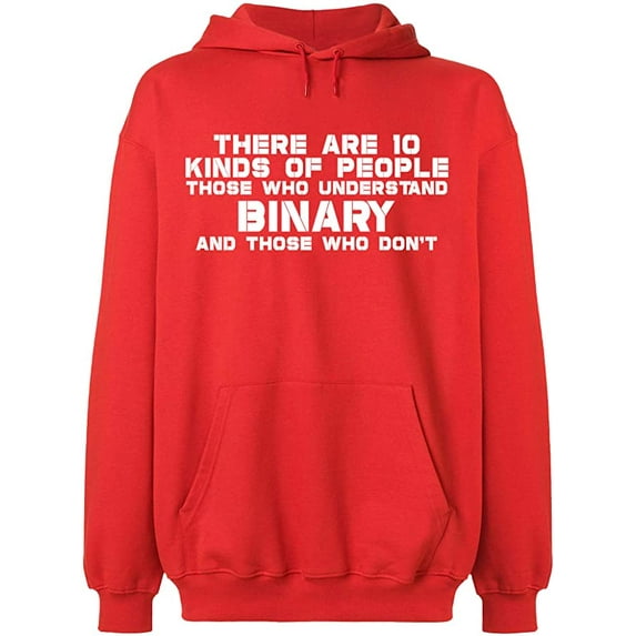 Unisex Hoodie Sweatshirt, Understand Binary Math, Slim Fit, Long Sleeve Sweater - Red 2X-Large