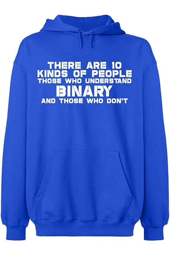 Unisex Hoodie Sweatshirt, Understand Binary Math, Slim Fit, Long Sleeve Sweater - Royal Blue 2X-Large