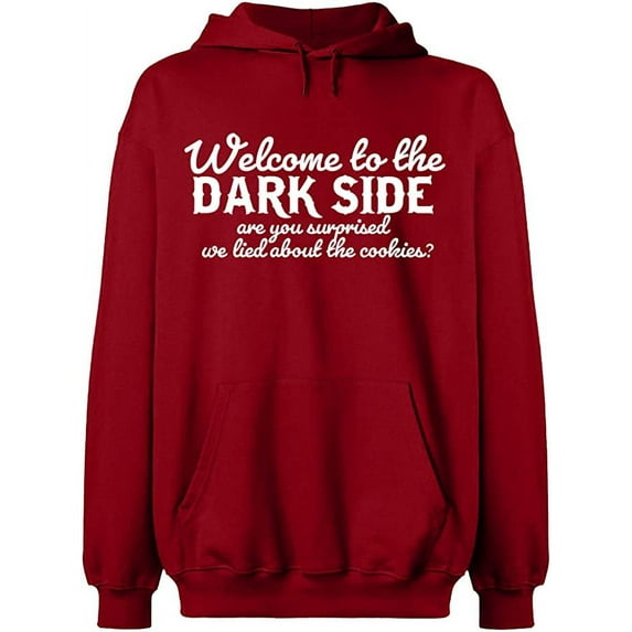 Unisex Hoodie Sweatshirt, Welcome To The Dark Side, Slim Fit, Long Sleeve Sweater - Antiquee Cherry Small