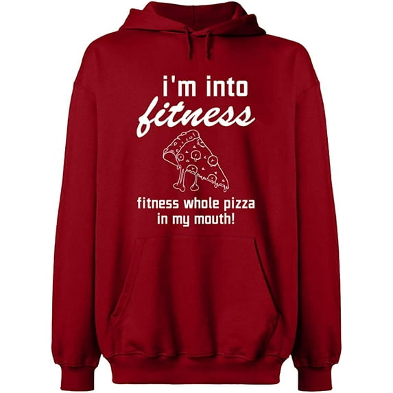 Unisex Hoodie Sweatshirt, Whole Pizza In My Mouth, Slim Fit, Long Sleeve Sweater - Antiquee Cherry 2X-Large