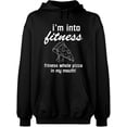 thumbnail image 1 of Unisex Hoodie Sweatshirt, Whole Pizza In My Mouth, Slim Fit, Long Sleeve Sweater - Black Large, 1 of 2