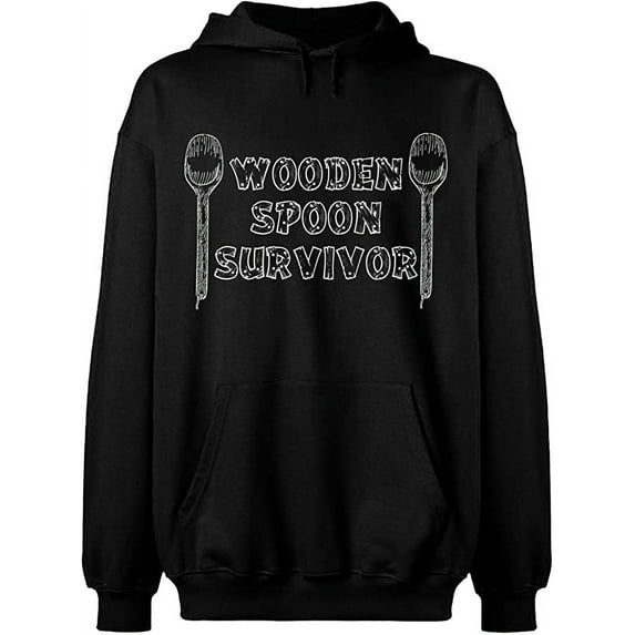 Unisex Hoodie Sweatshirt, Wooden Spoon Survivor, Slim Fit, Long Sleeve Sweater - Black Small