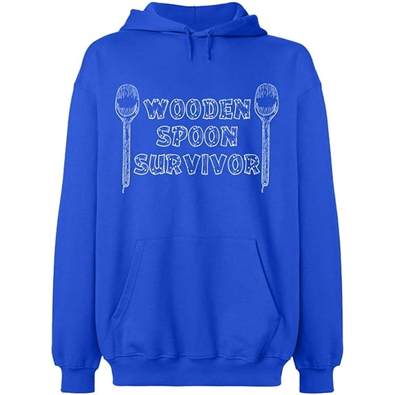 Unisex Hoodie Sweatshirt, Wooden Spoon Survivor, Slim Fit, Long Sleeve Sweater - Royal Blue Small