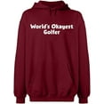 thumbnail image 1 of Unisex Hoodie Sweatshirt, World's Okayest Golfer, Custom Sweater, Slim Fit, Long Sleeve Sweater - Cardinal Red Medium, 1 of 2