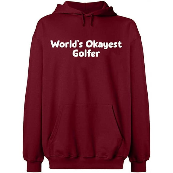 Unisex Hoodie Sweatshirt, World's Okayest Golfer, Custom Sweater, Slim Fit, Long Sleeve Sweater - Cardinal Red Medium