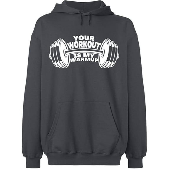Unisex Hoodie Sweatshirt, Your Workout is, Custom Sweater, Slim Fit, Long Sleeve Sweater - Charcoal X-Large