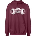 thumbnail image 1 of Unisex Hoodie Sweatshirt, Your Workout is, Custom Sweater, Slim Fit, Long Sleeve Sweater - Maroon X-Large, 1 of 2