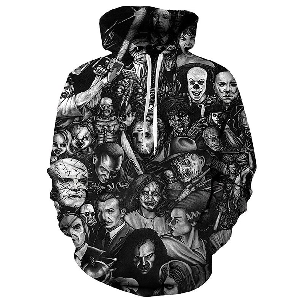 Unisex Hoodies 3d Digital Print Horror Movie Clown Sweatshirt Pullover Top Black Skull Tops Christmas gift