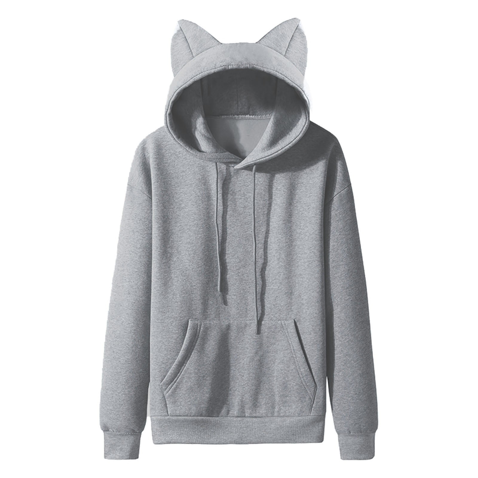 Men's Kawaii Cat Ears Hoodie Long Sleeve Fleece Sweatshirt