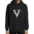 thumbnail image 1 of Unisex Hoodies Smoke V Letter Graphic Rapper Gothic Aesthetic Demon Patten Oversized Cotton Pullover Hooded Sweatshirt Black, 1 of 4