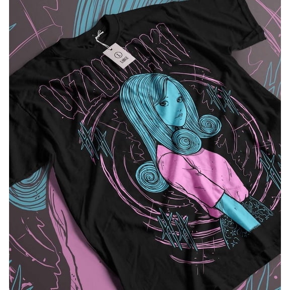 Unisex Horror Manga Creepy Girl T-shirt, Dark Anime Gothic T-shirt, Manga Gothic T-shirt Inactive