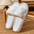 thumbnail image 1 of Unisex House Slippers, Plaid Pattern Indoor Slides, Soft EVA Open Toe Slippers, Comfort Bedroom Footwear, Non‑Slip Casual Summer Slippers for Household Daily Everyday Wear White, 1 of 4