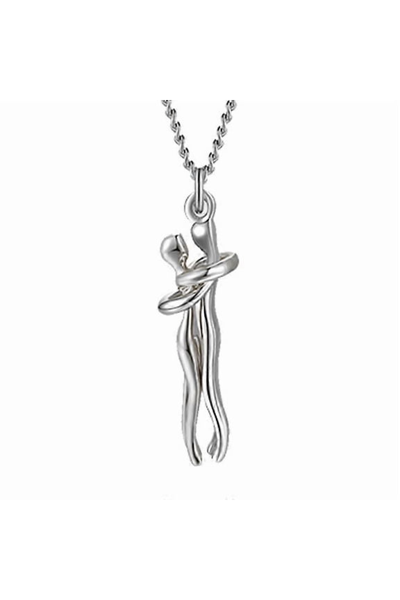 Unisex Hug Couple Pendant Necklace Dance Partner Choker Neck Chain Jewelry Gift