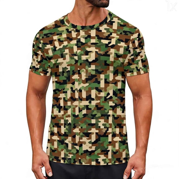 Unisex Hunting Camouflage Shirt Lightweight Crewneck Short Sleeve T Shirts Casual Workout Athletic Pullover