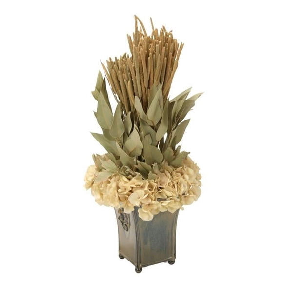 Unisex Hydrangeas with Eucalyptus & Millet in Planter - Neutral