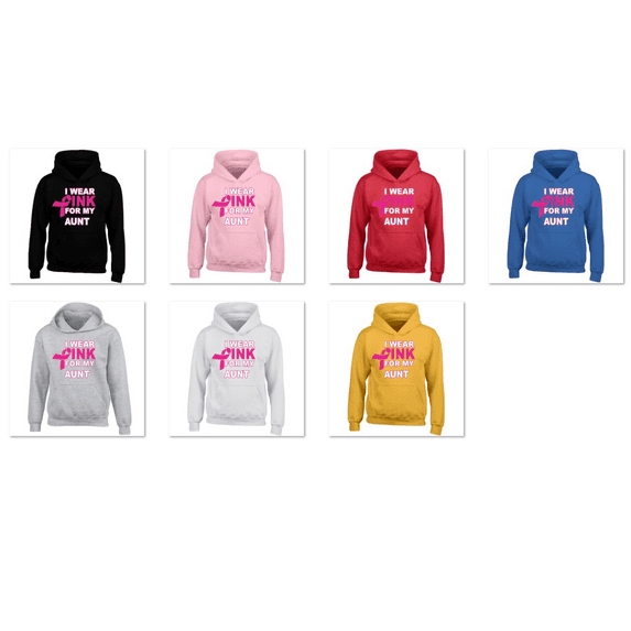 Unisex I Wear Pink For My Aunt Printed Design Hoodie Long sleeve Sweatshirt Soft and Comfy Hoodie, Lightweight Hoodie White 3X-Large