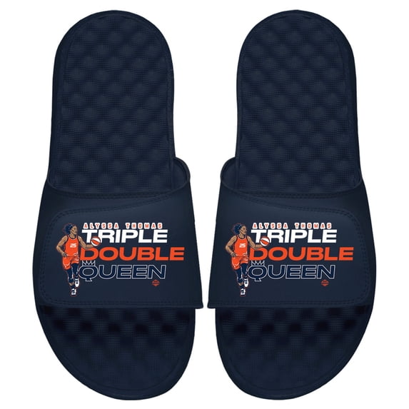 Unisex ISlide Alyssa Thomas Navy Connecticut Sun Wordmark Stack Slide Sandals