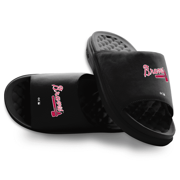 Unisex ISlide Black Atlanta Braves Primary Motive Slide Sandals
