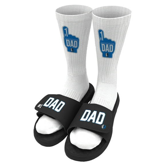 Unisex ISlide Black Dallas Mavericks #1 Dad Socks & Slide Sandals Bundle