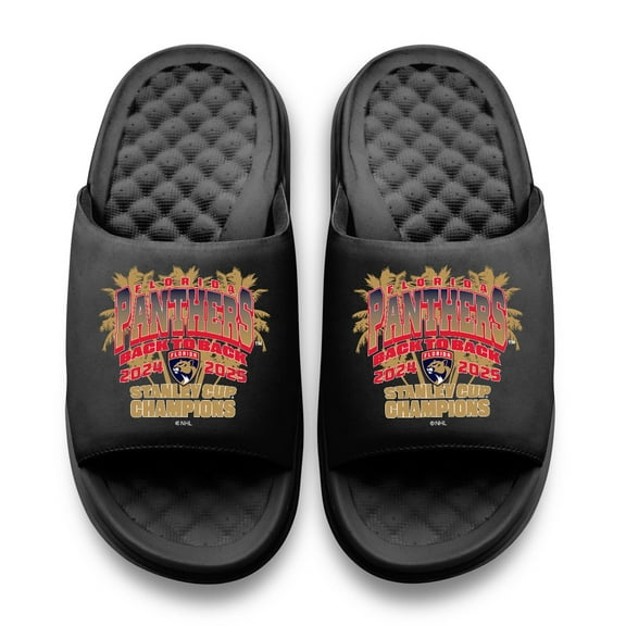 Unisex ISlide Black Florida Panthers Back-To-Back Stanley Cup Champions Motive Slide Sandals
