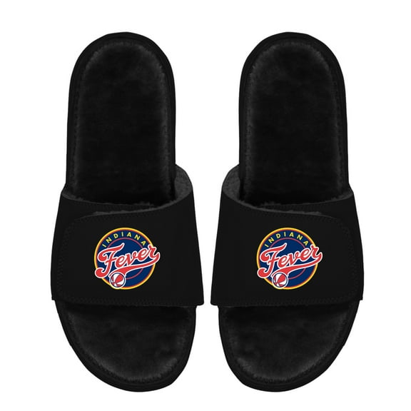 Unisex ISlide Black Indiana Fever Logo Faux Fur Slide Sandals