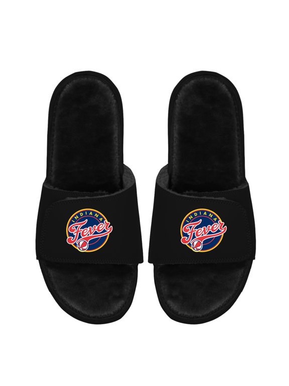 Unisex ISlide Black Indiana Fever Logo Faux Fur Slide Sandals