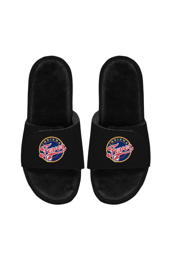 Unisex ISlide Black Indiana Fever Logo Faux Fur Slide Sandals